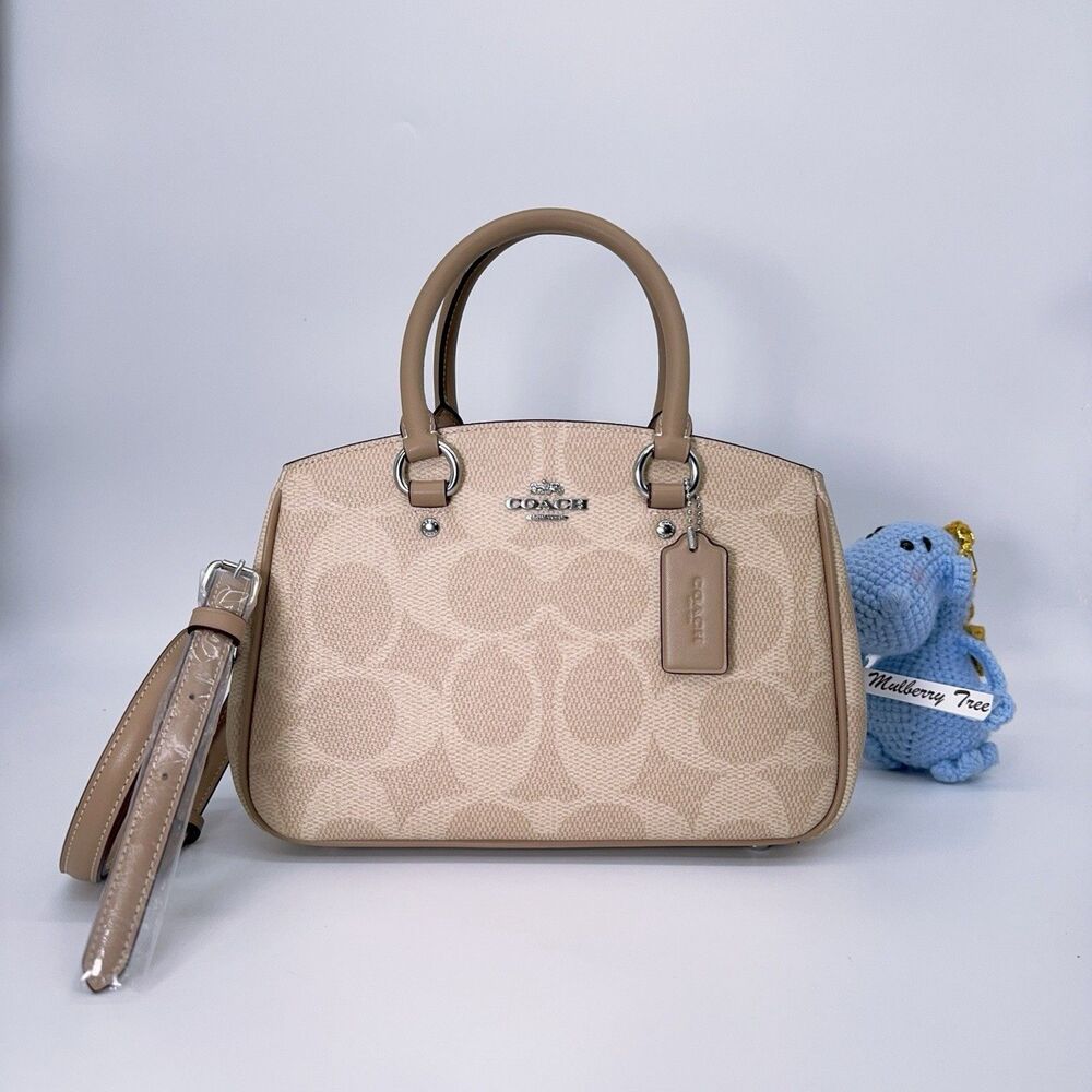 Coach CAL53 Savannah Small Carryall Bag Top Handle Crossbody Logo Sand Taupe NWT